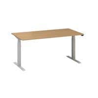 Výškově nastavitelné kancelářské stoly Alfa Up s šedým podnožím, 160 x 80 x 61,5-127,5 cm