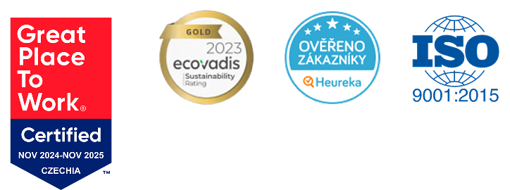 Cerfitikáty - Great Place To Work, Ecovadis, Heuréka ověřeno zákazníky a ISO 9001:2015