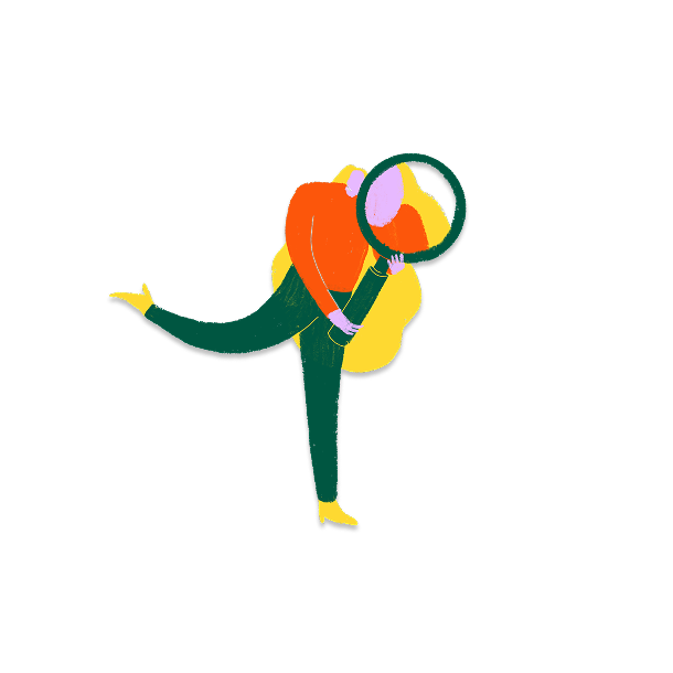 Dekorativní ilustrace postavy s lupou