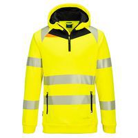 DX4 Hi-Vis 1/4 mikina s kapucí na zip, černá/žlutá