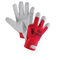 Kožené rukavice CXS, bílé/červené