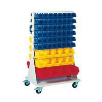 Mobilní oboustranný regál s boxy Unibox (113 ks)