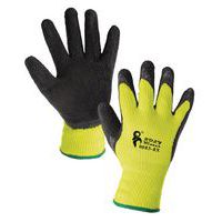 Zimní akrylové rukavice CXS polomáčené v latexu, žluté/černé