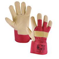 Kožené rukavice CXS, béžové/červené