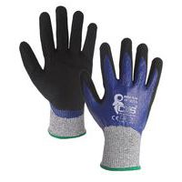 Polyetylenové rukavice CXS Rita polomáčené v nitrilu, černé/modré