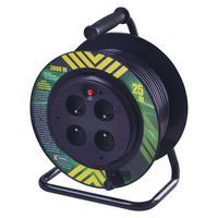 Prodlužovací kabely na bubnu Emos, černé, PVC, 4 zásuvky