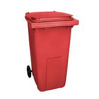 Plastová venkovní popelnice na tříděný odpad, objem 240 l, červená