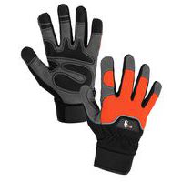 Kožené rukavice CXS Puno ze syntetické kůže, černé/oranžové