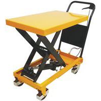 Mobilní hydraulický zvedací stůl Manutan, do 300 kg, deska 81,5 x 50 cm