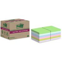 Bločky samolepicí Super Sticky Post-it® recyklované, různé barvy, 76×76 mm , 12 bloků