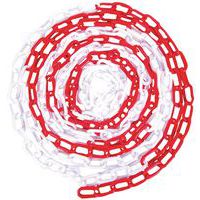 Plastový řetěz k zahrazovacím sloupkům Manutan, 25 m, červený/bílý
