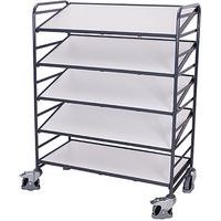 Policový vozík Euro se šikmými policemi ESD, 5 polic, 135 x 66,5 x 170 cm, šedý