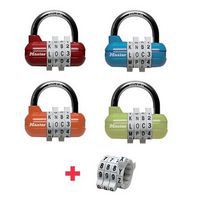 Set kombinačních visacích zámků 1534EURD Master Lock, horizontální, 64 mm, 4 ks