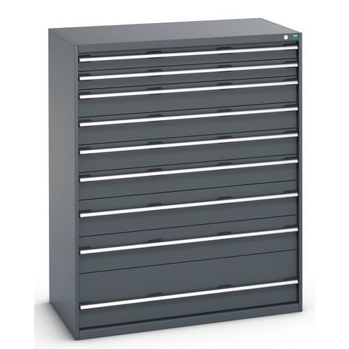 Dílenské zásuvkové skříně Bott Cubio 200, 160 x 130 x 65-75 cm, 9 zásuvek