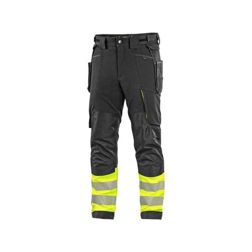 Kalhoty CXS NAOS HV, pánské, černo-žlutá Hi-Vis, reflexní pruhy