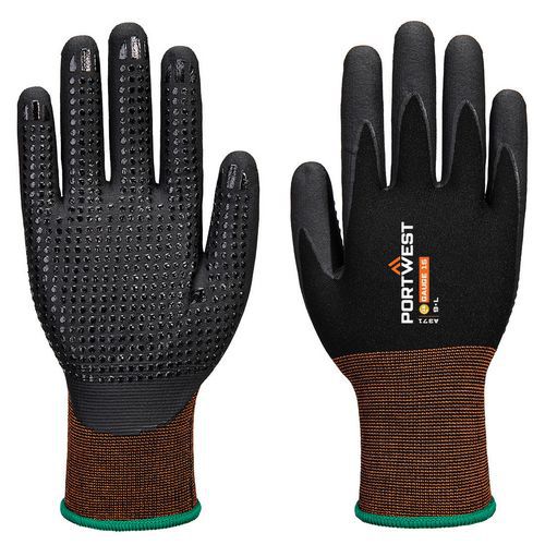 Rukavice GP Grip 15 z nitrilové mikropěny s protiskluzovými tečkami, černá