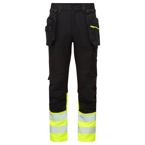 DX4 Hi-Vis kalhoty Craft 1. třídy s odnímatelným pouzdrem, černá/žlutá