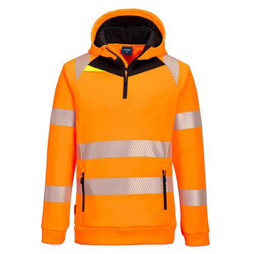 DX4 Hi-Vis 1/4 mikina s kapucí na zip, černá/oranžová