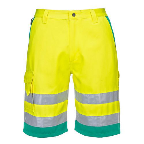 Hi-Vis kraťasy z lehkého polyesteru a bavlny, zelená/žlutá