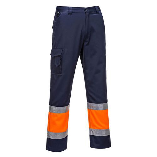 Hi-Vis lehké dvoubarevné Combat kalhoty, modrá/oranžová