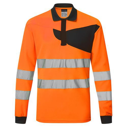 PW2 polokošile Hi-Vis L/S, černá/oranžová