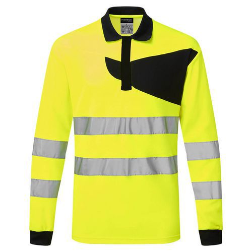 PW2 polokošile Hi-Vis L/S, černá/žlutá