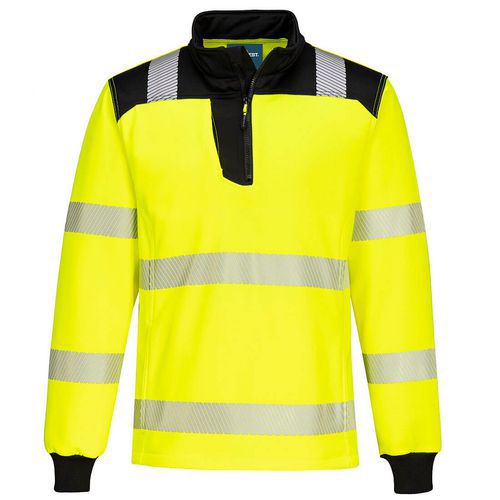 PW3 Hi-Vis 1/4 mikina se zipem, černá/žlutá