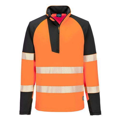 Mikina PW3 s 1/4 zipem s vysokou vditelností, černá/oranžová