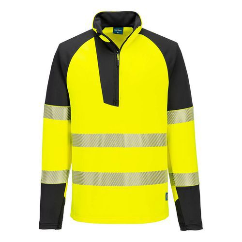 Mikina PW3 s 1/4 zipem s vysokou vditelností, černá/žlutá