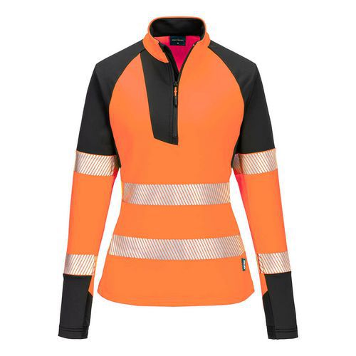 Dámská mikina PW3 se 1/4 zipem s vysokou viditelností, černá/oranžová