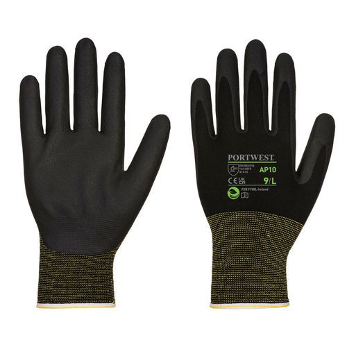 Bambusové rukavice z pěnového nitrilu NPR15, 12 ks v balení, černá