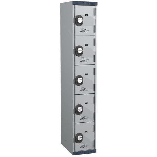 Svařované šatní skříně Acial, 1 sloupec, 5 boxů, 300 mm, kódový zámek Svařované šatní skříně Acial, 1 sloupec, 5 boxů, 300 mm, kódový zámek