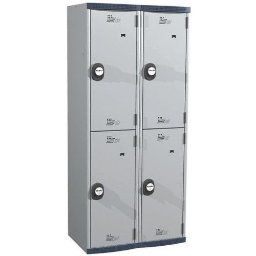 Svařované šatní skříně Acial, 2 sloupce, 4 boxy, 400 mm, kódový zámek Svařované šatní skříně Acial, 2 sloupce, 4 boxy, 400 mm, kódový zámek
