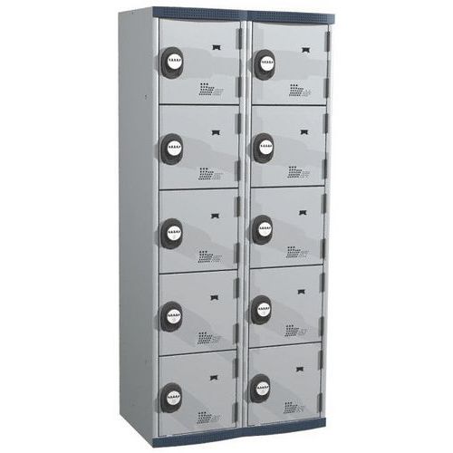 Svařované šatní skříně Acial, 2 sloupce, 10 boxů, 400 mm, kódový zámek Svařované šatní skříně Acial, 2 sloupce, 10 boxů, 400 mm, kódový zámek
