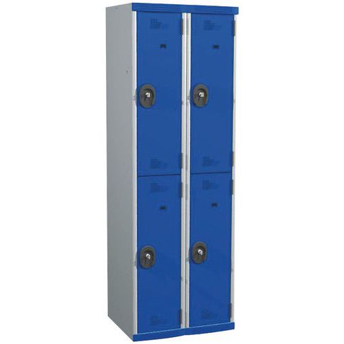 Svařované šatní skříně Acial, 2 sloupce, 4 boxy, 300 mm, cylindrický zámek