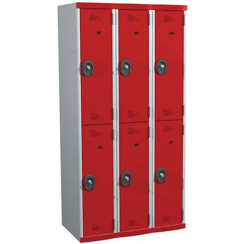 Svařované šatní skříně Acial, 3 sloupce, 6 boxů, 300 mm, cylindrický zámek