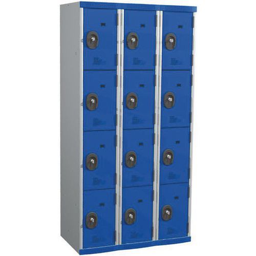 Svařované šatní skříně Acial, 3 sloupce, 12 boxů, 300 mm, cylindrický zámek Svařované šatní skříně Acial, 3 sloupce, 12 boxů, 300 mm, cylindrický zámek