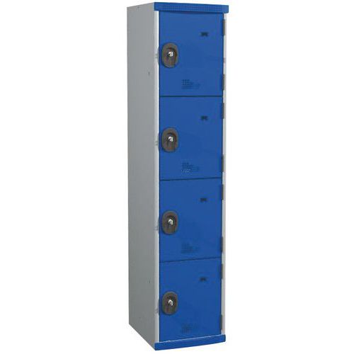 Svařované šatní skříně Acial, 1 sloupec, 4 boxy, 400 mm, cylindrický zámek Svařované šatní skříně Acial, 1 sloupec, 4 boxy, 400 mm, cylindrický zámek
