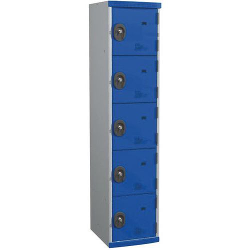 Svařované šatní skříně Acial, 1 sloupec, 5 boxů, 400 mm, cylindrický zámek Svařované šatní skříně Acial, 1 sloupec, 5 boxů, 400 mm, cylindrický zámek