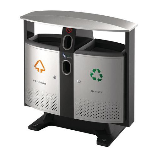 Venkovní odpadkový koš Design na třídění baterií – 2 x 39 l