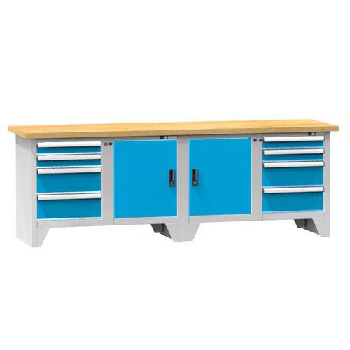Modulární dílenské stoly PS3-1, 2500 x 700 x 880 mm, BUK