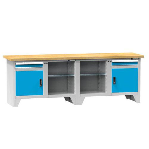 Modulární dílenské stoly PS3-2, 2500 x 700 x 880 mm, BUK