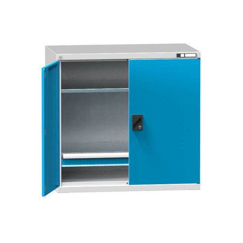 Kovové dílenské skříně na nářadí SK1, 1000 x 1044 x 625 mm, 2 police a 1 zásuvka, šedá