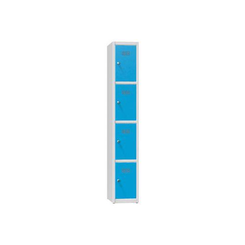Kovové šatní skříně, 4 boxy, 1850 x 300 x 500 mm, šedá