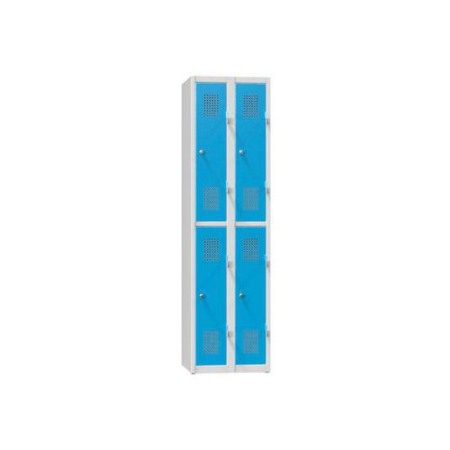 Kovové šatní skříně 4-box na soklu, půlené, bez police, 500 x 500 x 1850 mm