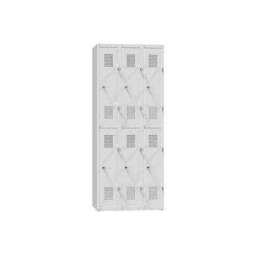Kovové šatní skříně 6-box na soklu, půlené, bez police, 750 x 500 x 1850 mm