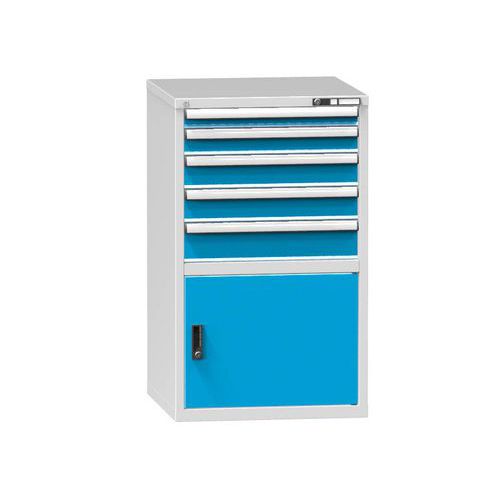Dílenské zásuvkové skříně ZB,1215 x 731 x 753 mm, 5 zásuvek, 1 skříňka, šedá
