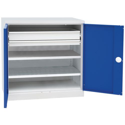 Dílenská skříň na nářadí Manutan Expert, 100 x 100 x 50 cm, se 2 zásuvkami Dílenská skříň na nářadí Manutan Expert, 100 x 100 x 50 cm, se 2 zásuvkami