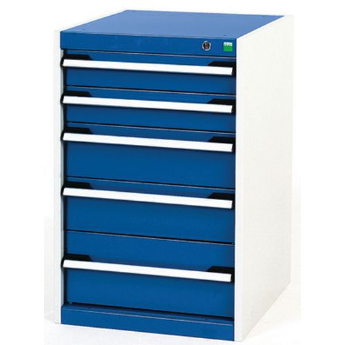 Dílenské zásuvkové skříně Bott Cubio, 80 x 52,5 x 52,5-65 cm, 5 zásuvek