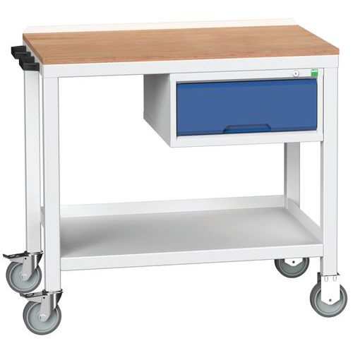 Mobilní dílenské stoly Bott Verso Weld se zásuvkou, šířka 100 cm, multiplex/ocel